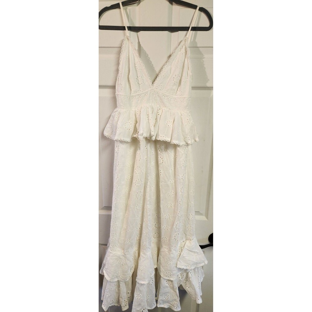 Line And Dot Boutique White Eyelet Maxi Dress Size Small New With Flaw